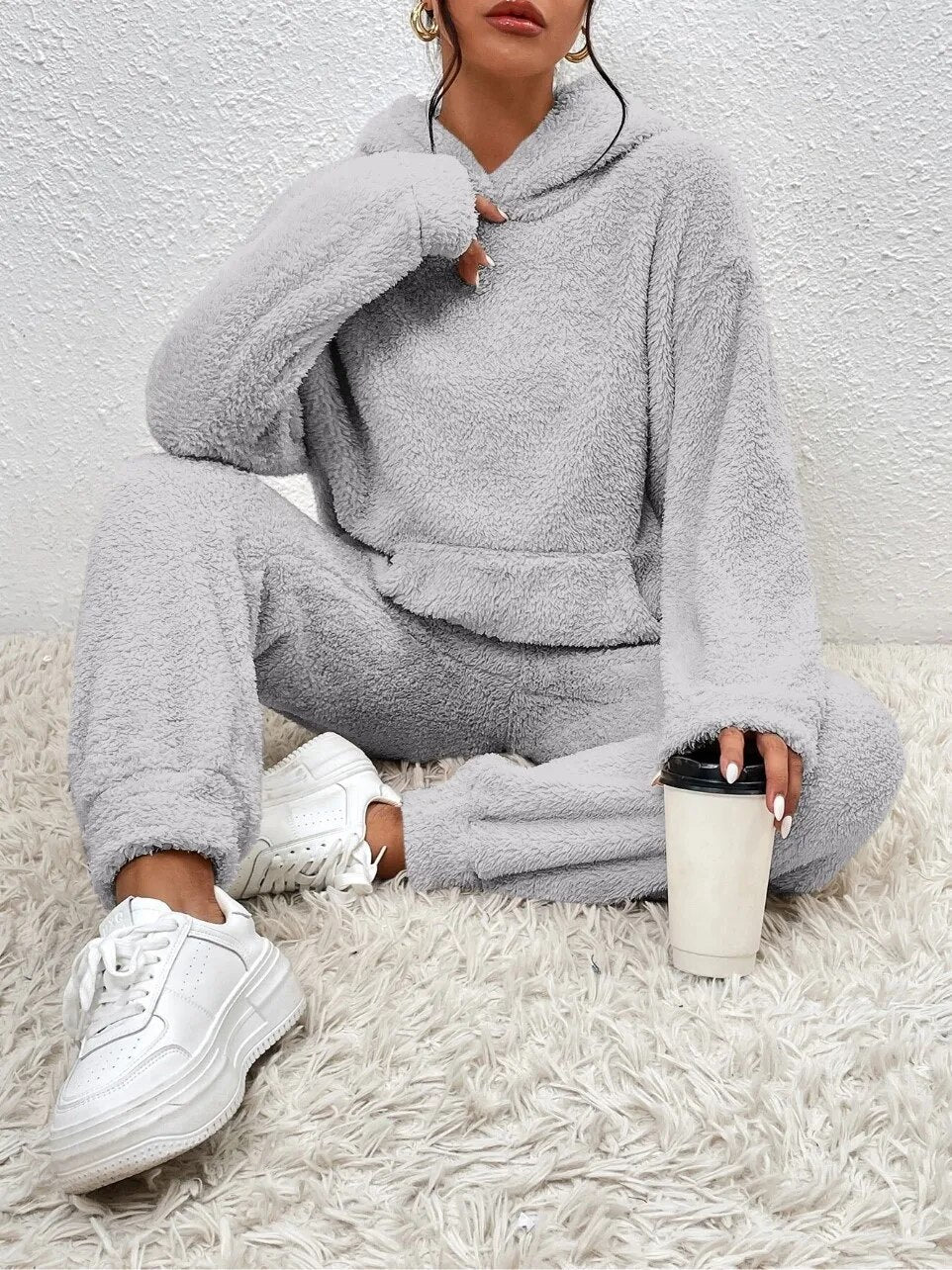 Ultra-Comfortable Teddy Loungewear with Hood - Lana-White-XS-The Livary