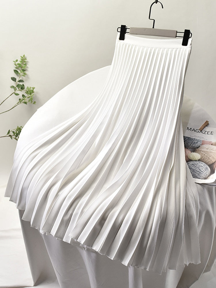 Trendy High Waist Pleated Skirt - Sofia-White-S-The Livary