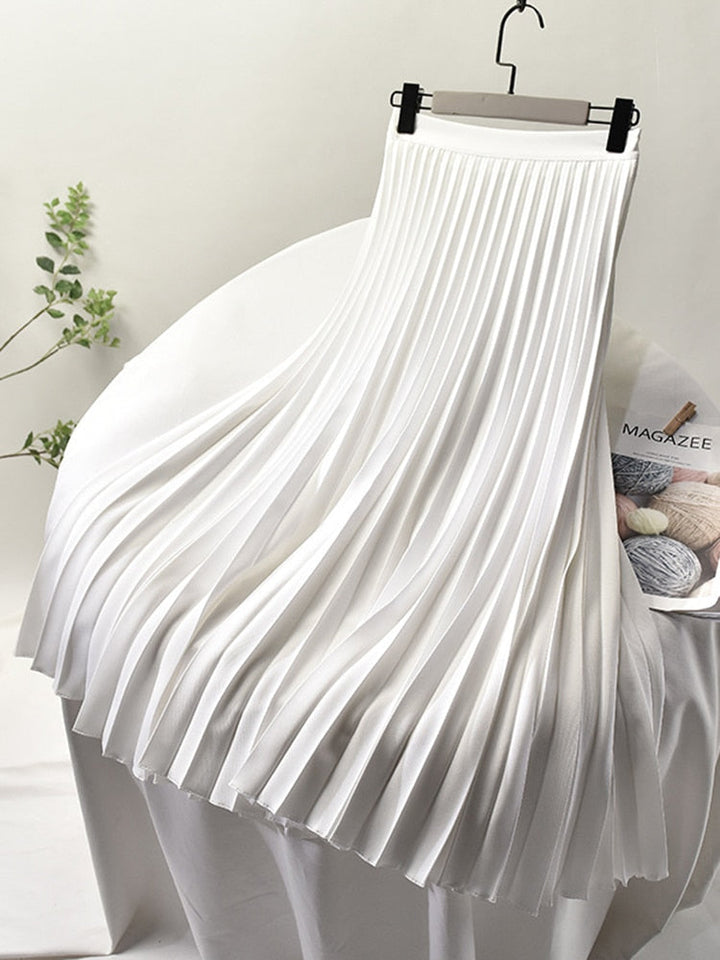 Trendy High Waist Pleated Skirt - Sofia-White-S-The Livary