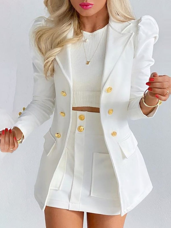 Blazer Skirt Set for Women – Stylish & Versatile – Thalia-White-S-The Livary