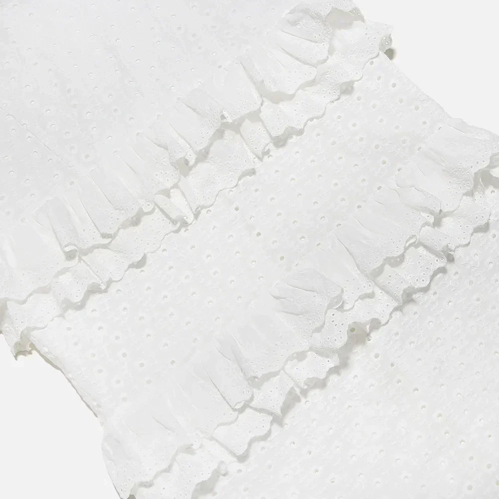 Stylish Embroidered Camisole Maxi Dress in White - Alina-XS-The Livary