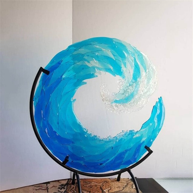 Glass Sculpture of Ocean Wave - AquaWave-Small - 5 in-The Livary