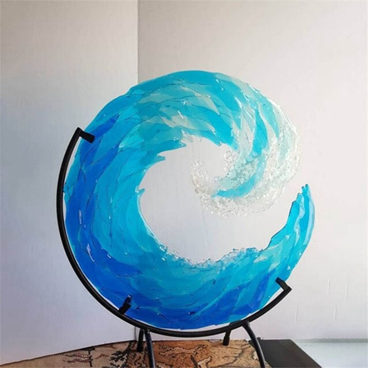Glass Sculpture of Ocean Wave - AquaWave-Small - 5 in-The Livary