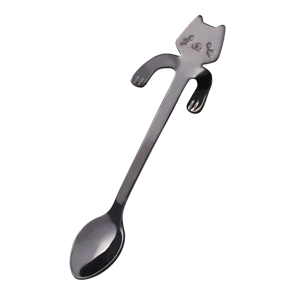 Mini Cat Spoon in Stainless Steel - Whiskra-Black-The Livary