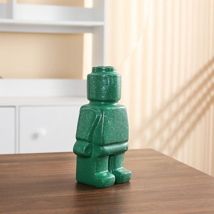 Ceramic Flower Pots Robot - BrickBotanica-Dark green-S-The Livary