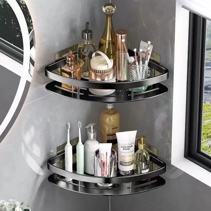 Aluminium Wall Shelf for Bathroom Corners - Cornerix-Black-The Livary