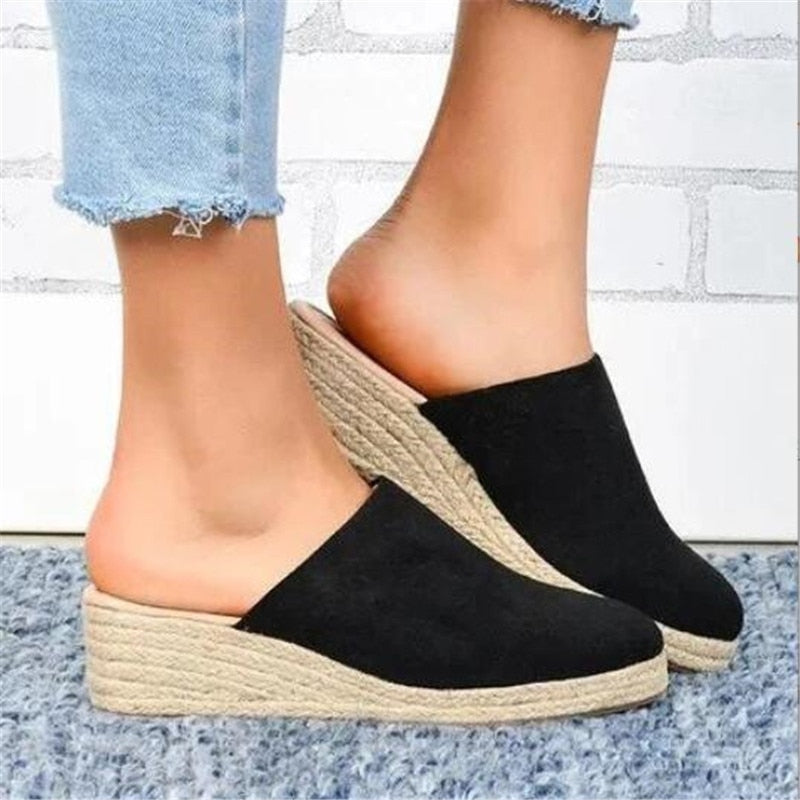 Retro Chic Wedge Sandals - Vera-Black-4.5-The Livary