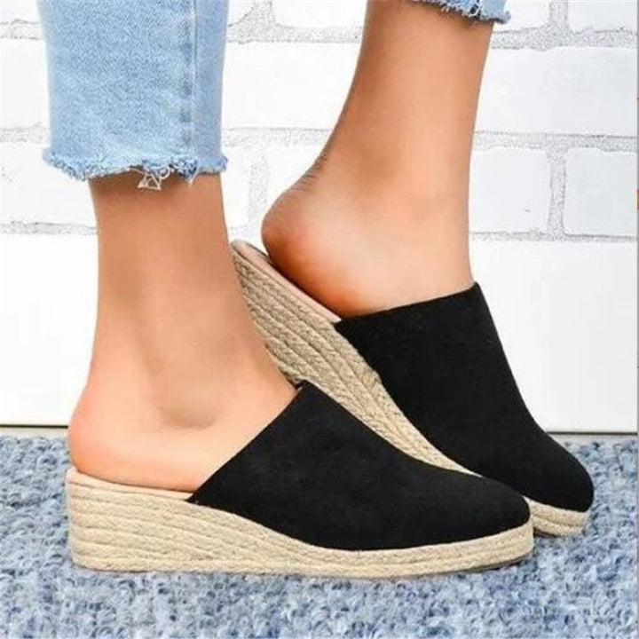 Retro Chic Wedge Sandals - Vera-Black-4.5-The Livary