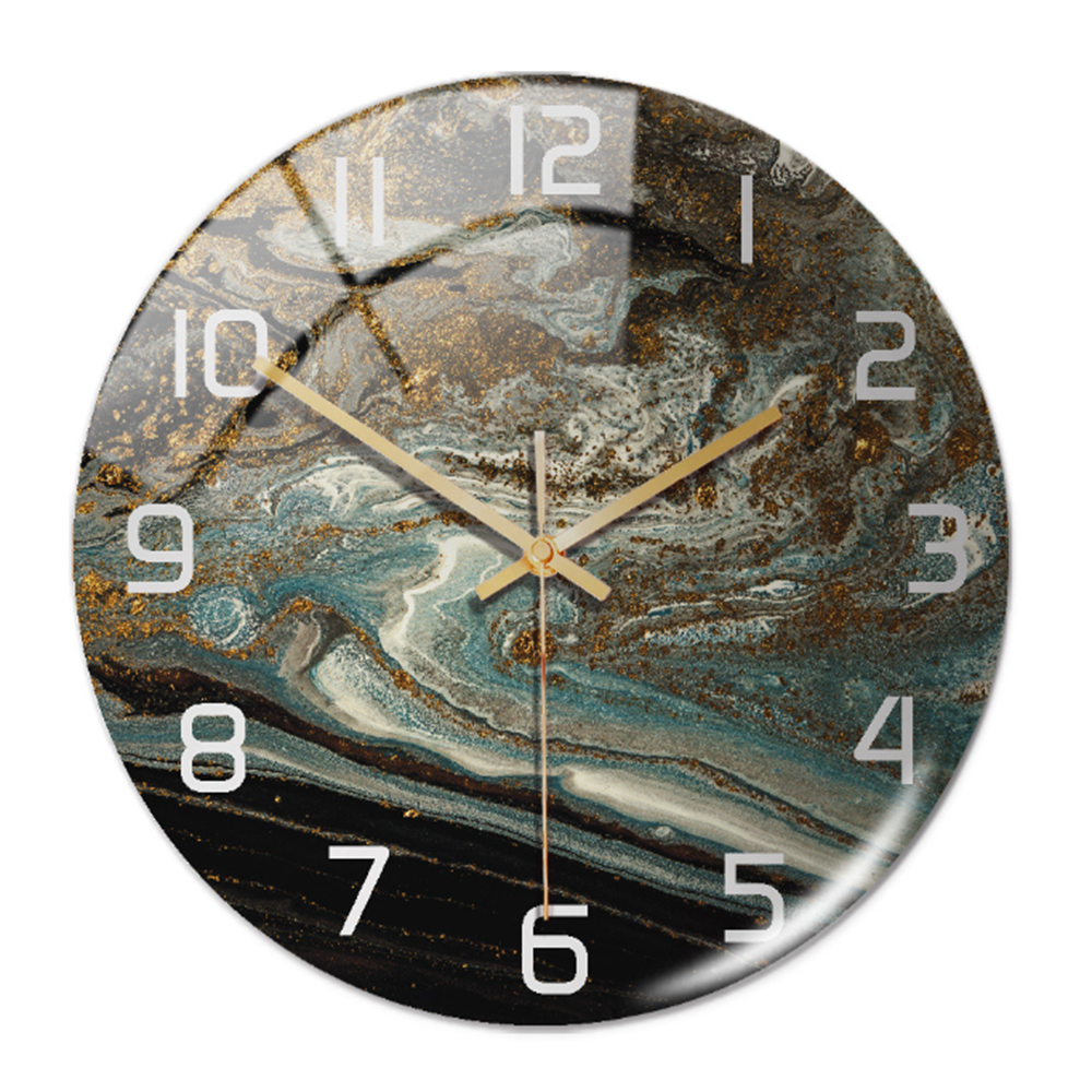 Stylish Wall Clock with Marble Texture - MarbleTime-Copper Blue-The Livary