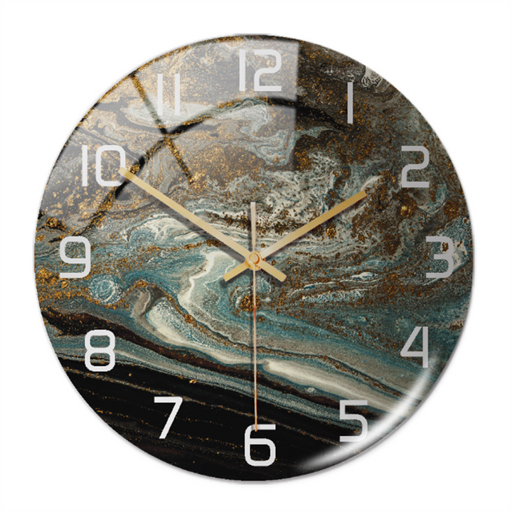 Stylish Wall Clock with Marble Texture - MarbleTime-Copper Blue-The Livary