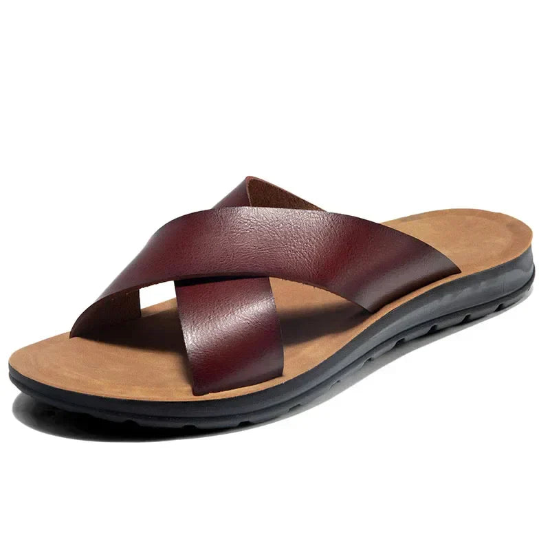 Italian men's leather sandals – Lorenzo-Brown-6-The Livary
