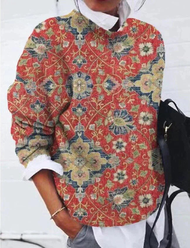 Refined Sweater with Print - Sienna-Red-S-The Livary