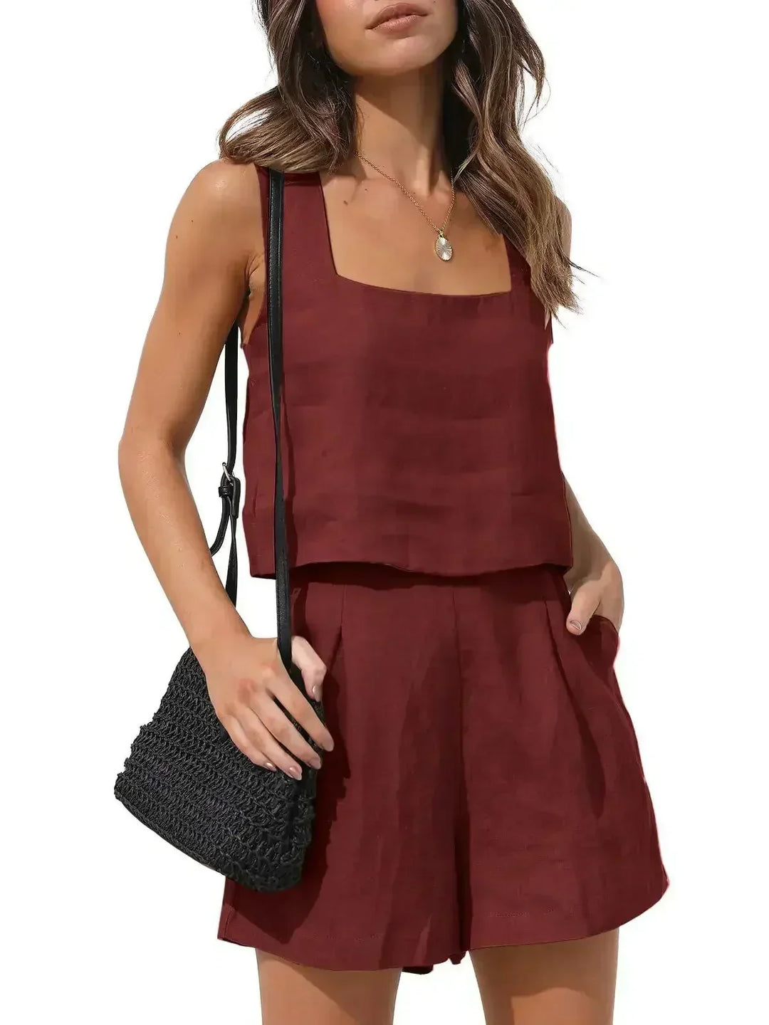 Two-piece summer outfit with style – Emilia-Red-S-The Livary