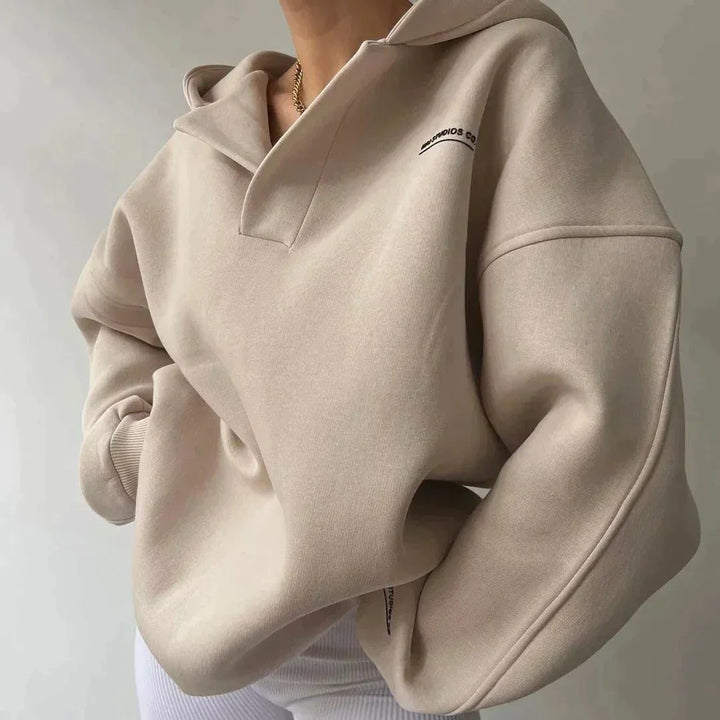 Trendy Oversized Ladies Hoodie with Hood - Luna-Khaki-S-The Livary