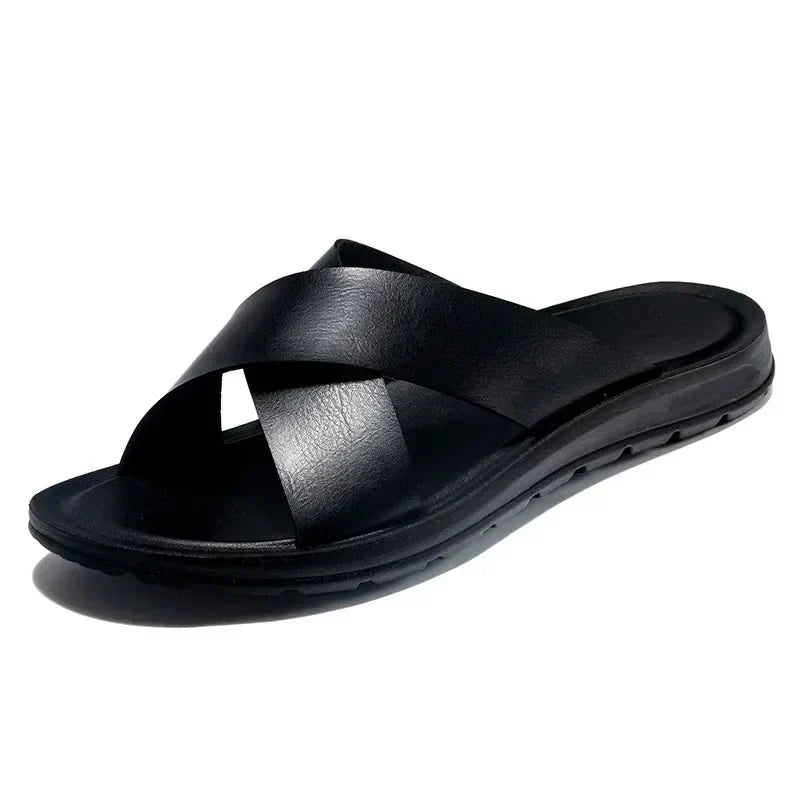 Italian men's leather sandals – Lorenzo-Black-6-The Livary