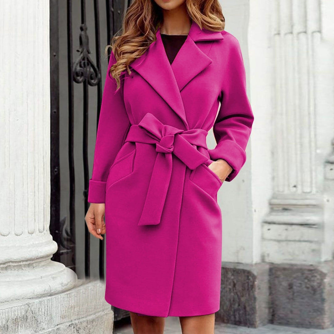 Long Trench Coat Winter Jacket with Button Closure in Bright Colours - Elena-Fuchsia-S-The Livary