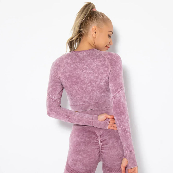Seamless Women's Yoga Set with Cropped Top - Nova-Bordeaux red-S-The Livary
