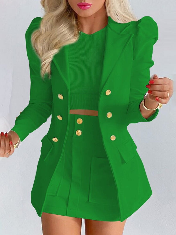 Blazer Skirt Set for Women – Stylish & Versatile – Thalia-Green-S-The Livary