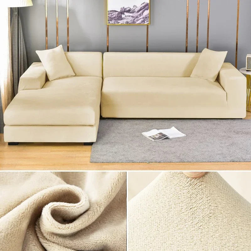 Stretch Velvet Sofa Cover with Luxury Finish - Sofina-Ivory-1 Zit (90-140CM)-The Livary