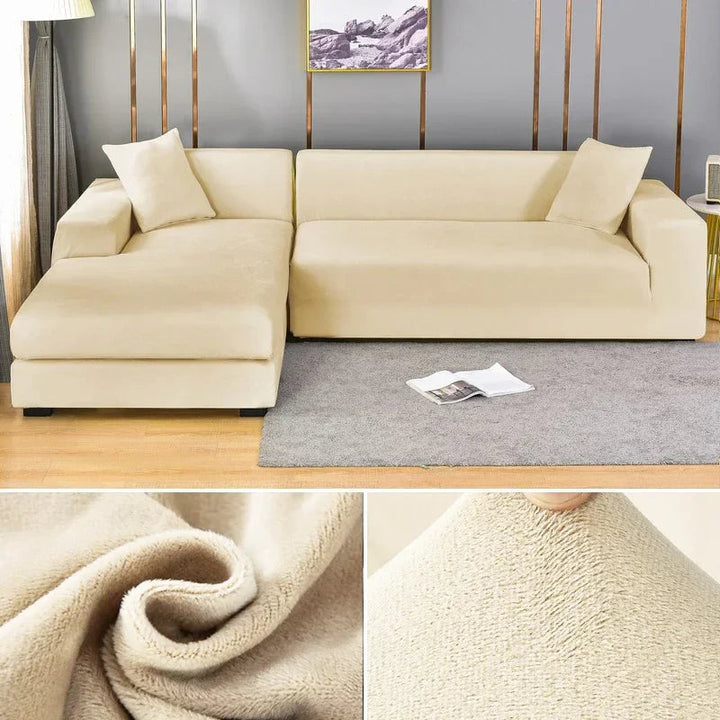 Stretch Velvet Sofa Cover with Luxury Finish - Sofina-Ivory-1 Zit (90-140CM)-The Livary