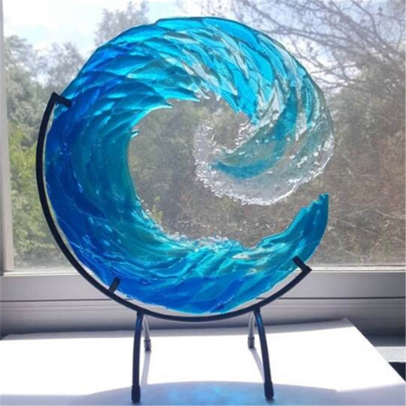 Glass Sculpture of Ocean Wave - AquaWave-Small - 5 in-The Livary