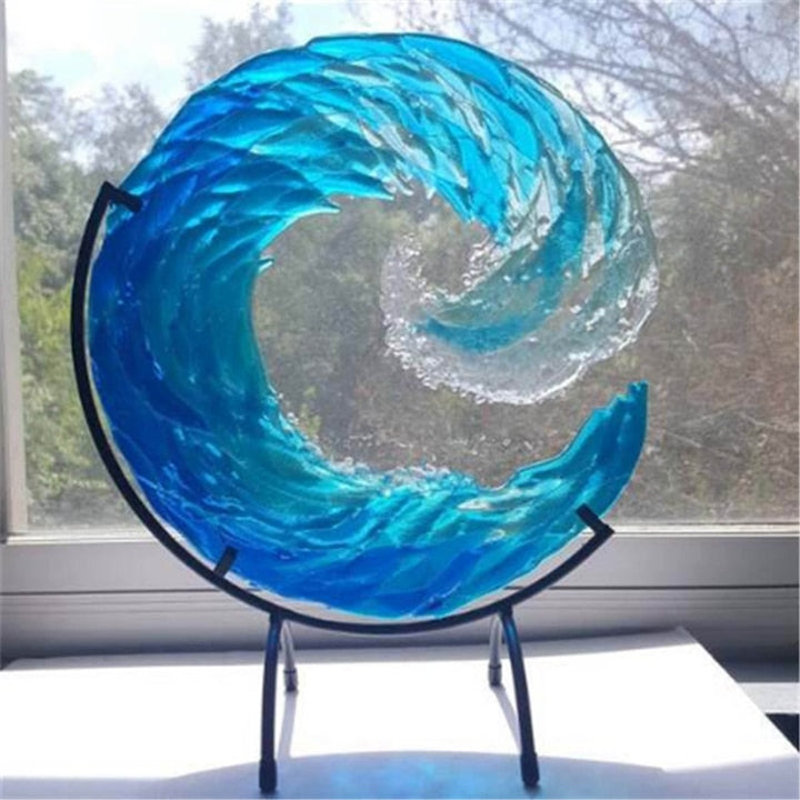 Glass Sculpture of Ocean Wave - AquaWave-Small - 5 in-The Livary