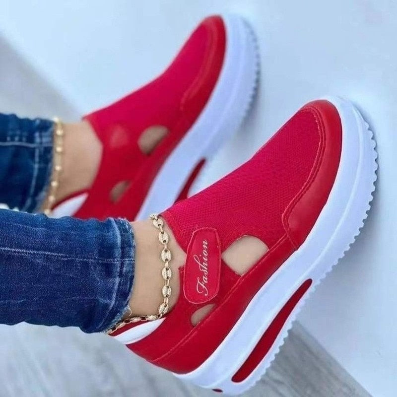 Ladies Breathable Mesh Sneakers – Liana-Red-2.5-The Livary