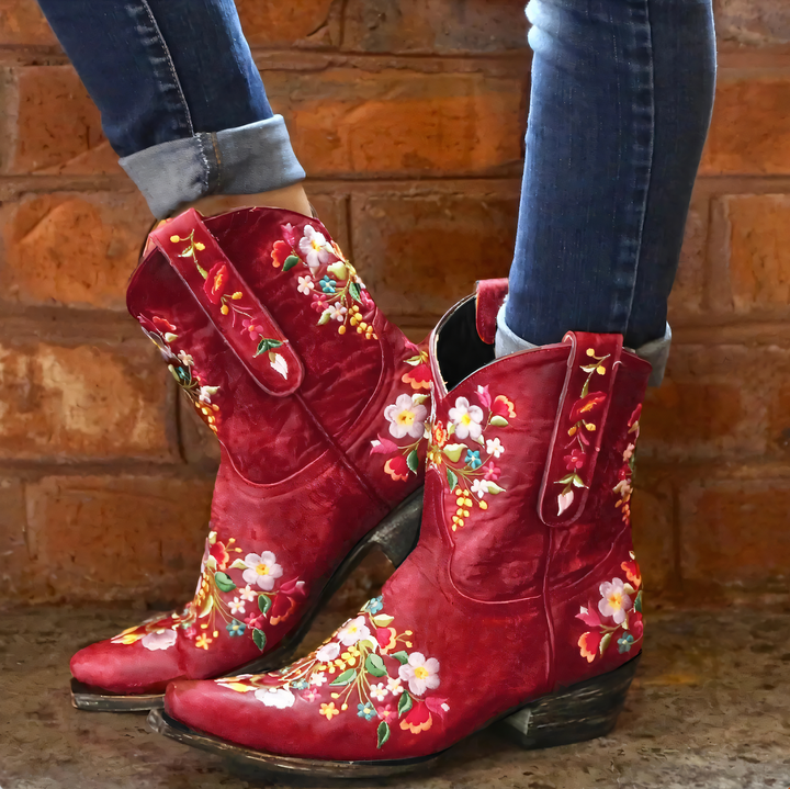 Waterproof Vintage Cowgirl Boots - Sierra-2.5-Red-The Livary