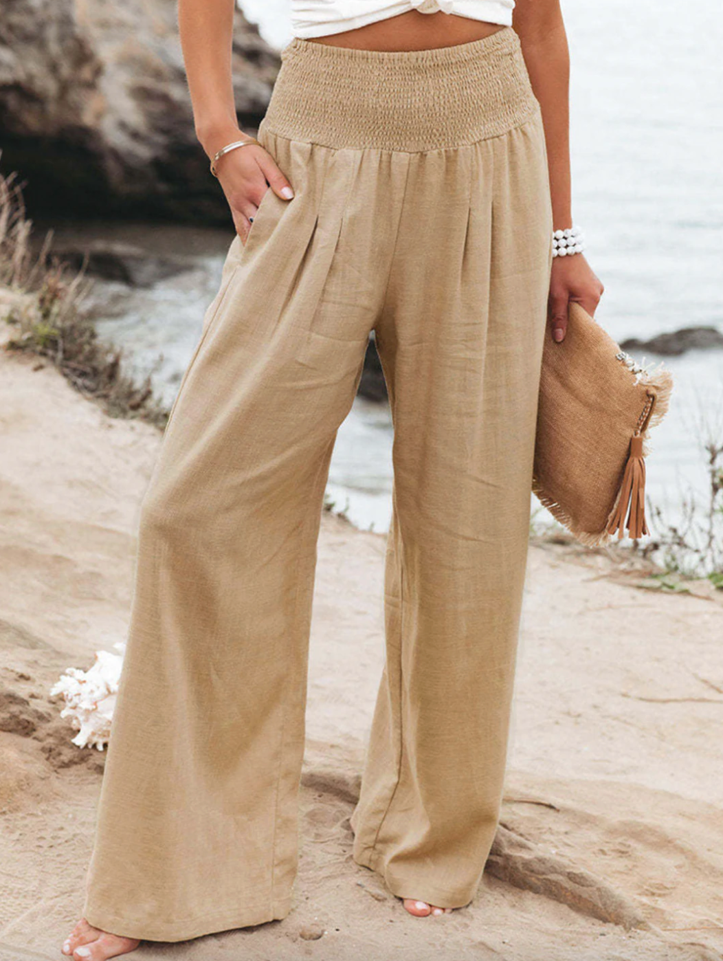Loose Fit Trousers - BreezeEase-Beige-32-34-The Livary