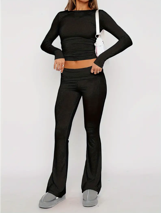 Comfortable 2-Piece Flare Set – Nova-Black-XS-The Livary