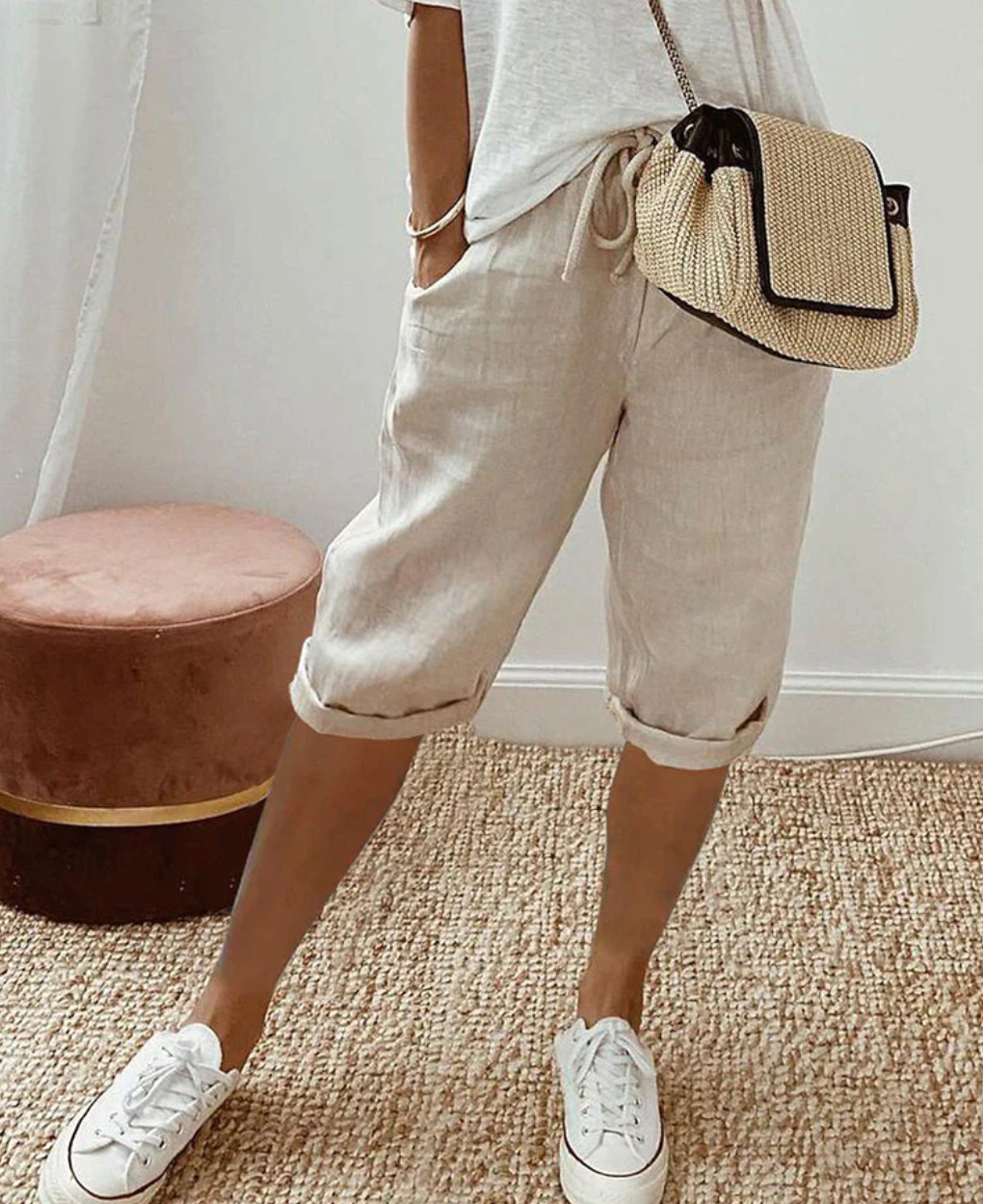 Cotton Ladies' Shorts - BreezeFlow-Khaki-S-The Livary