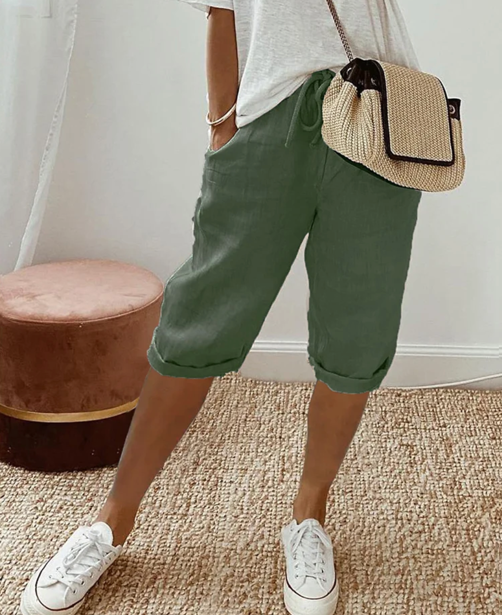 Cotton Ladies' Shorts - BreezeFlow-Green-S-The Livary