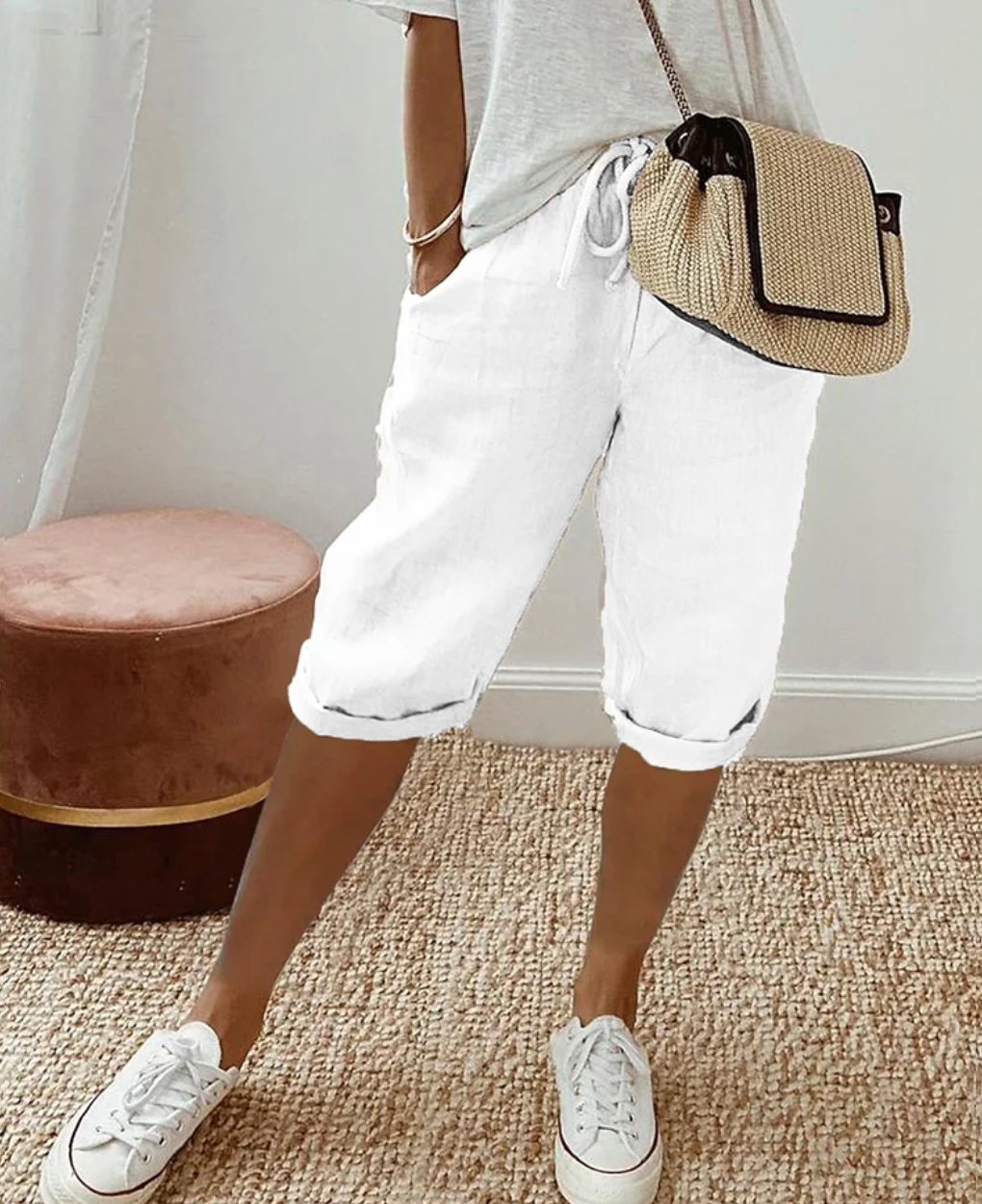 Cotton Ladies' Shorts - BreezeFlow-White-S-The Livary