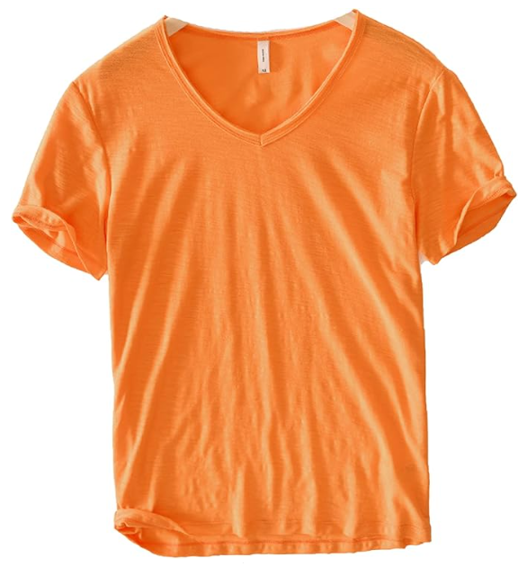 Men's V-Neck Linen Shirt – Luca-Orange-M-The Livary
