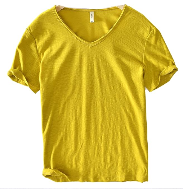 Men's V-Neck Linen Shirt – Luca-Yellow-M-The Livary