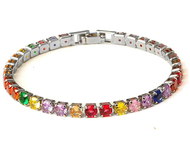Tennis bracelet with Zirconia - Aurora-Multicoloured-The Livary
