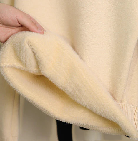 Winter Fleece Knitted Turtleneck – Evelyne-Beige-S-The Livary