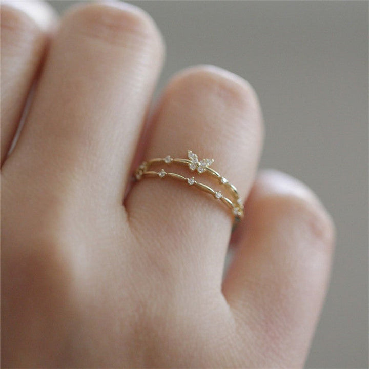Luxury Butterfly Ring with Sparkling Zirconia - Aurielle-Gold-The Livary