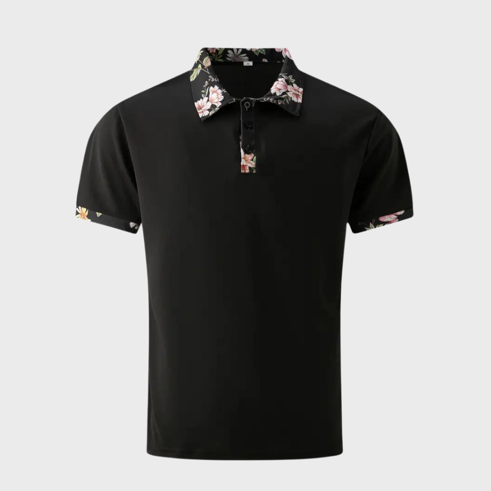 Men's Polo with Subtle Print - Noah-Black-XS-The Livary