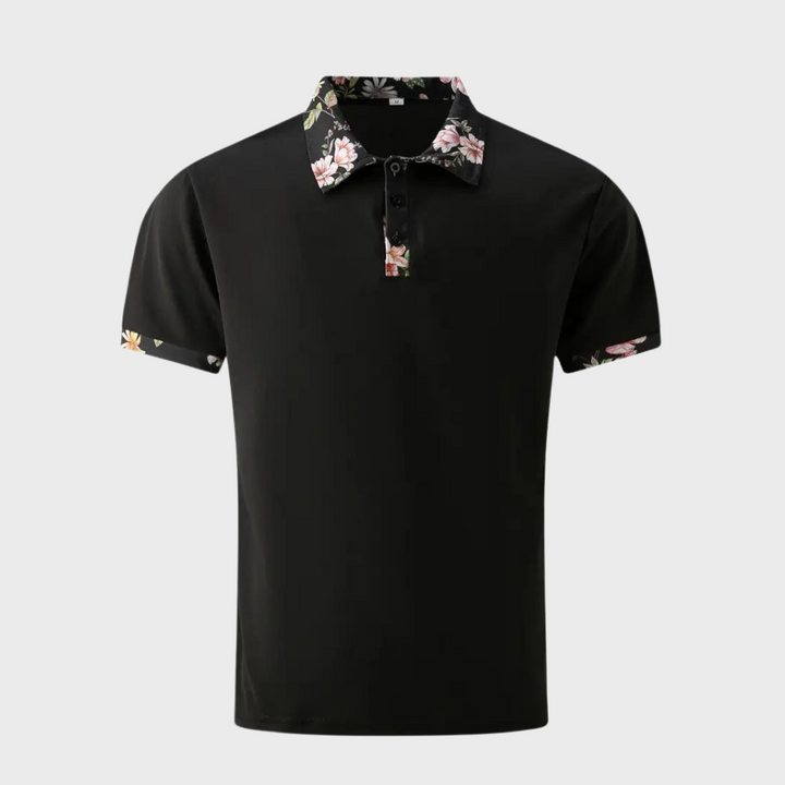 Men's Polo with Subtle Print - Noah-Black-XS-The Livary