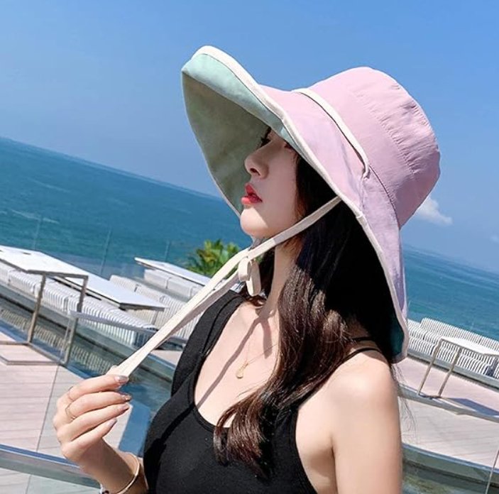Large women's sun hat with wide brim - Livia-Pink-The Livary