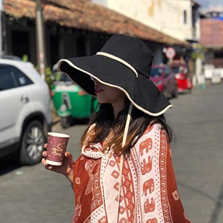 Large women's sun hat with wide brim - Livia-Black-The Livary