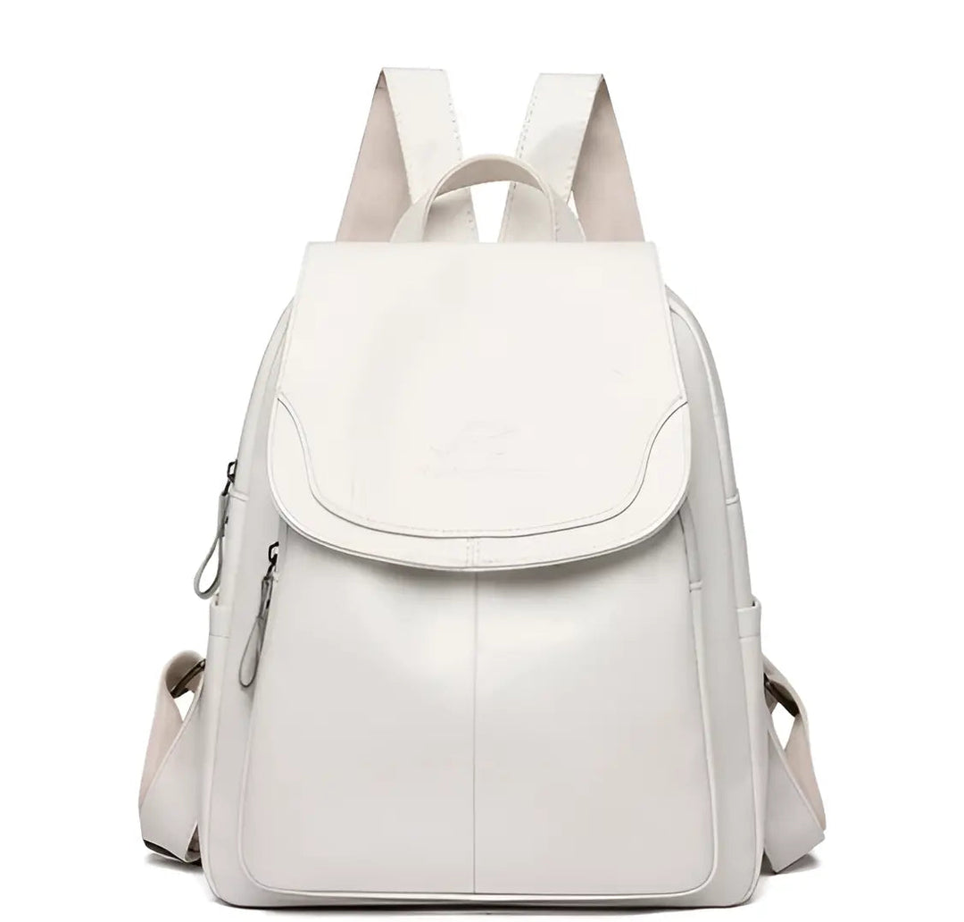 Vintage Leather Women's Backpack - Isabella-White-The Livary