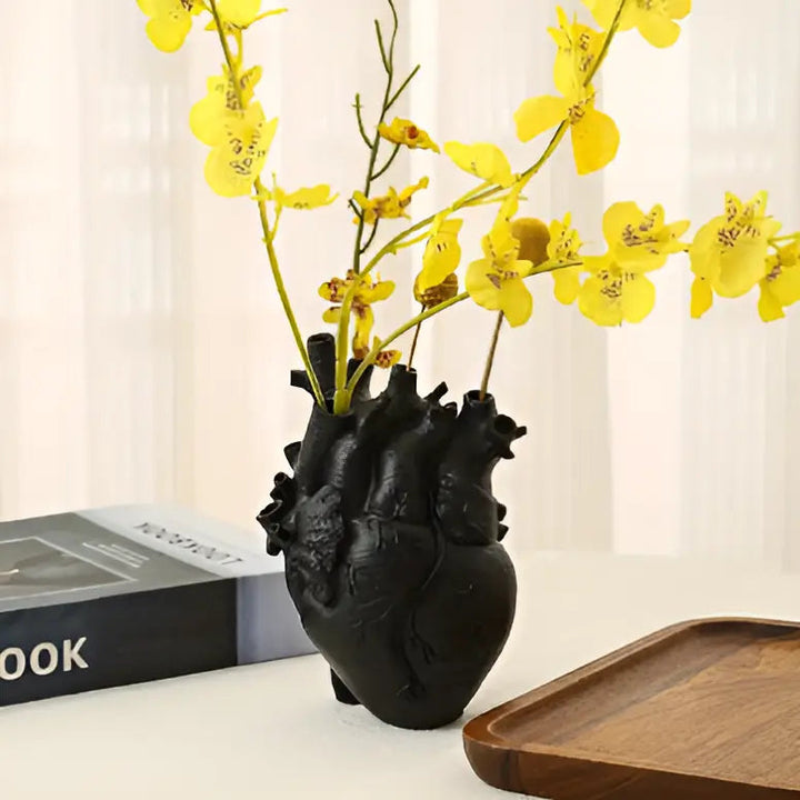 Greek Inspired Heart-Shaped Vase - Elena-Black-The Livary