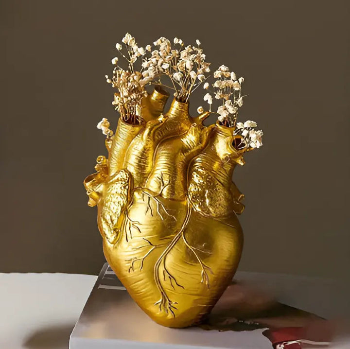 Greek Inspired Heart-Shaped Vase - Elena-Gold-The Livary