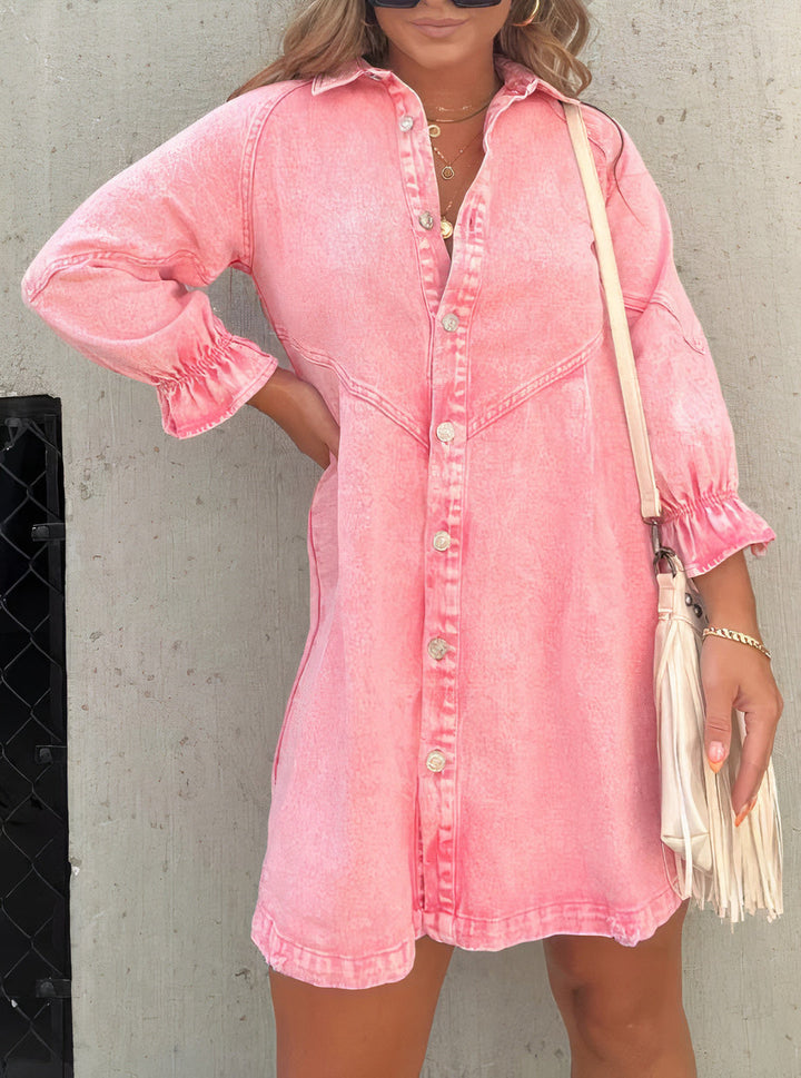 Denim Dress with Long Sleeves – Rivka-Pink-S-The Livary