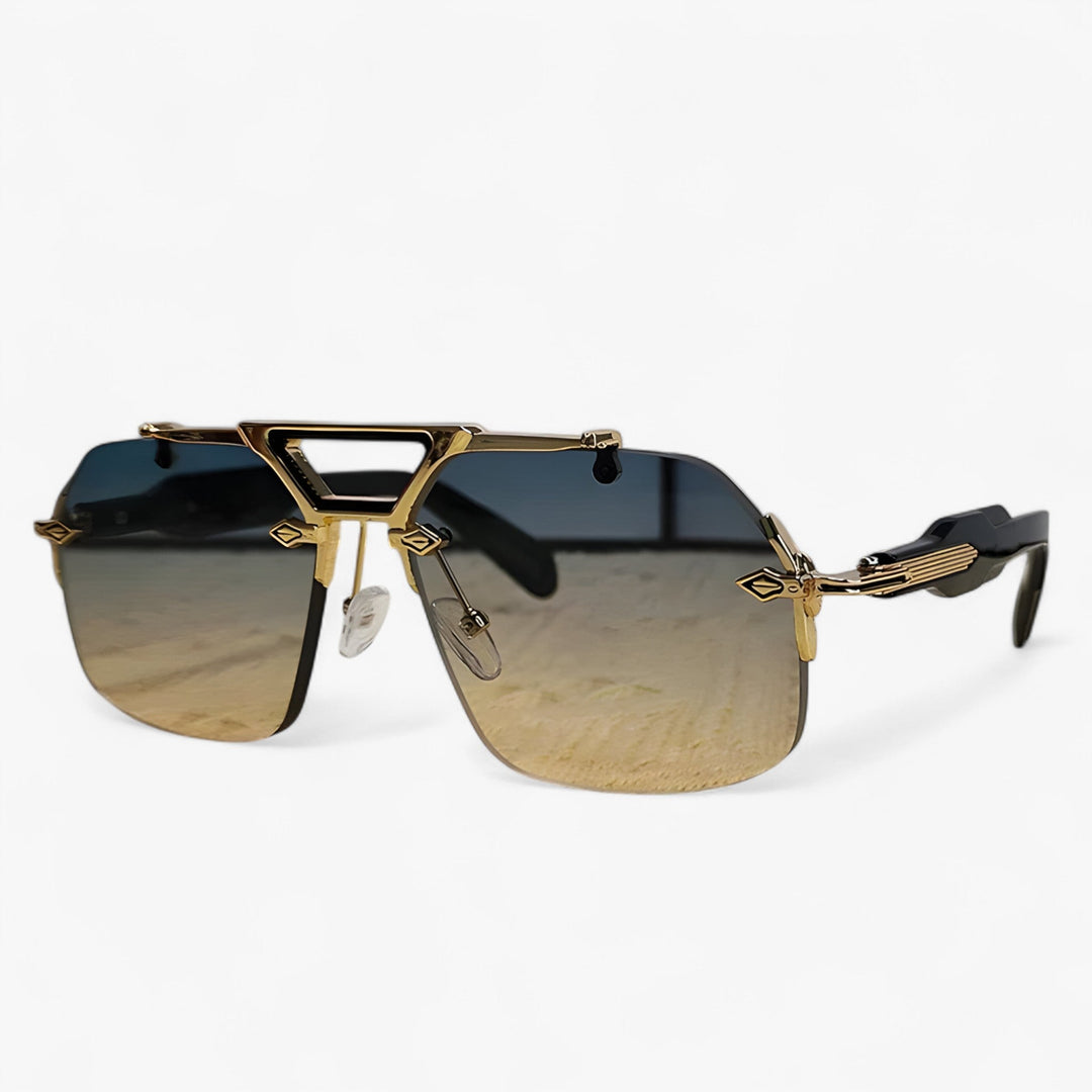 Randless oversized sunglasses with metal accents – Vexor-Gray Gold-The Livary