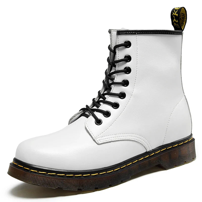 Leather Ankle Boots with Grip Sole – Victor-White-4-The Livary