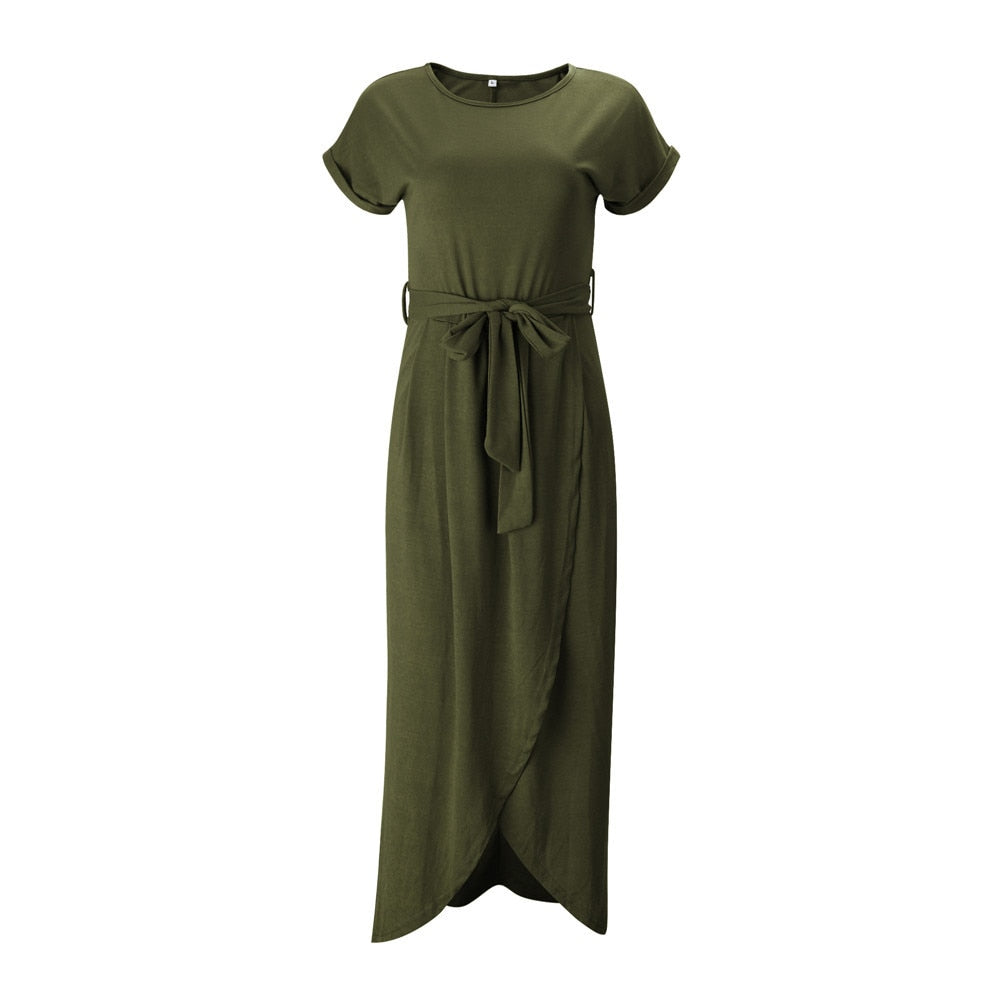 Maxi Dress with Split - Selene-Dark green-S-The Livary