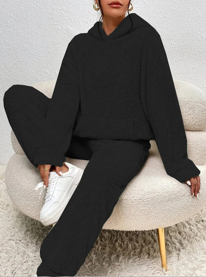 Ultra-Comfortable Teddy Loungewear with Hood - Lana-Black-XS-The Livary